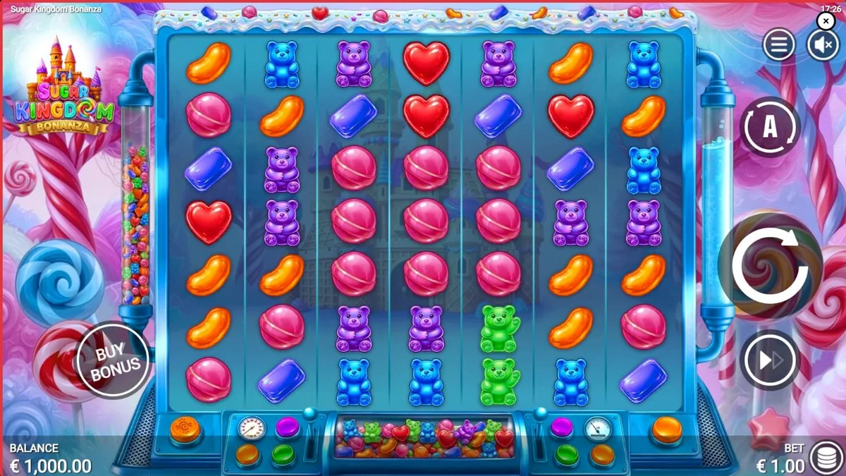 Tampilan visual slot Sugar Kingdom Bonanza dengan tema permen yang cerah